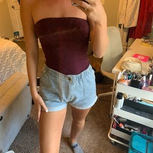 Purple/maroon body suit tube top